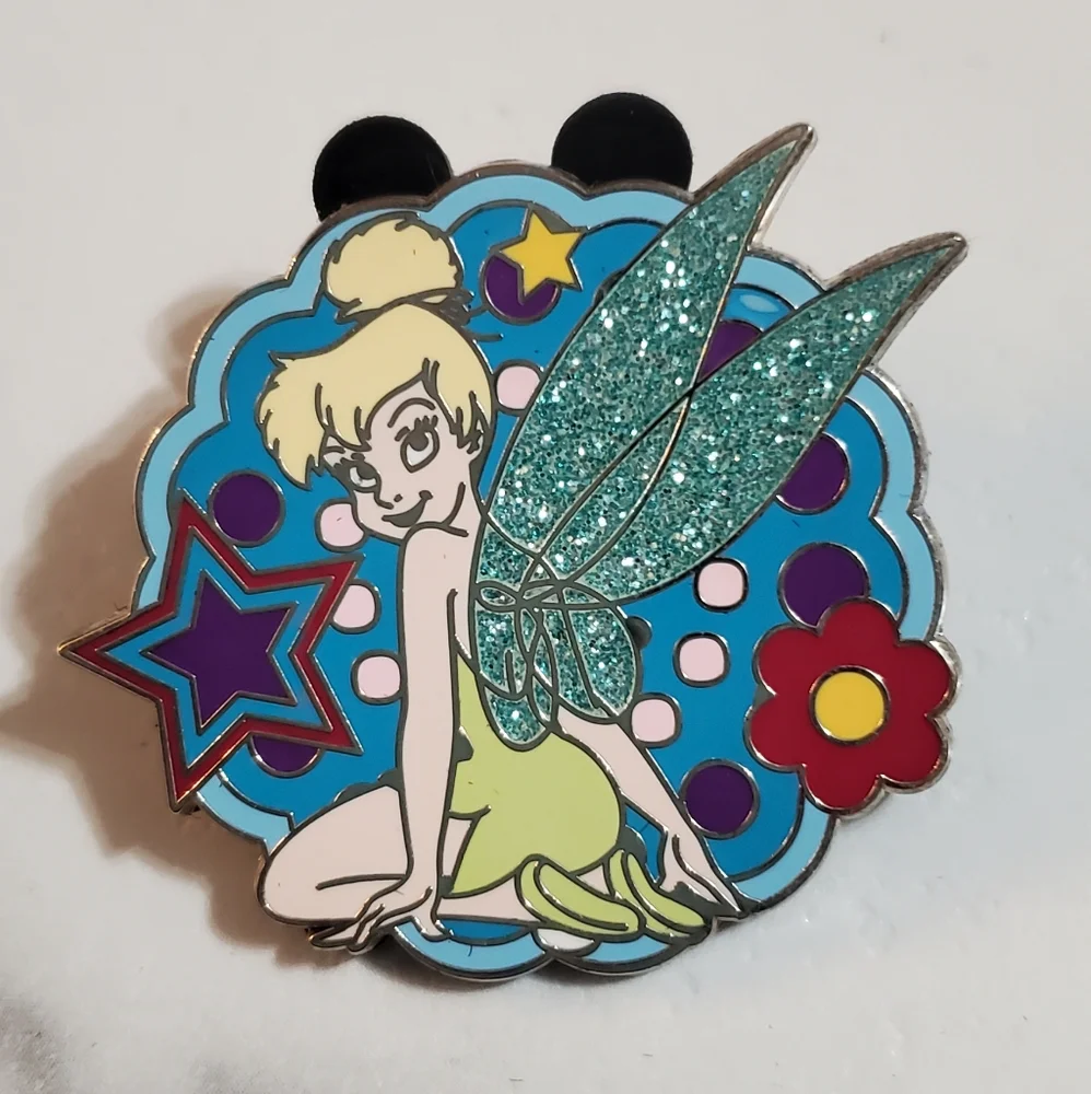 Tinker Bell Kneeling in Stars & Flower Disney Pin